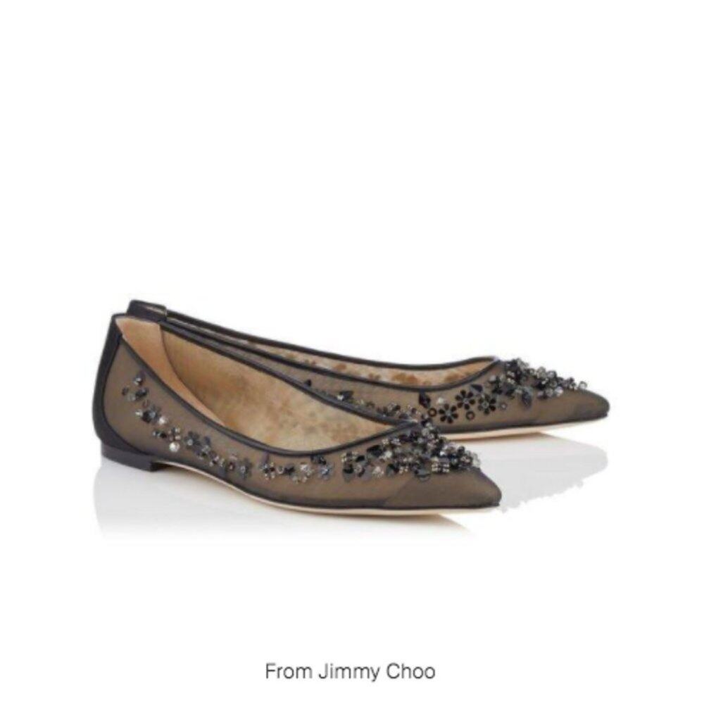 JIMMY CHOO ROMY Embellished Flats 41/10.5